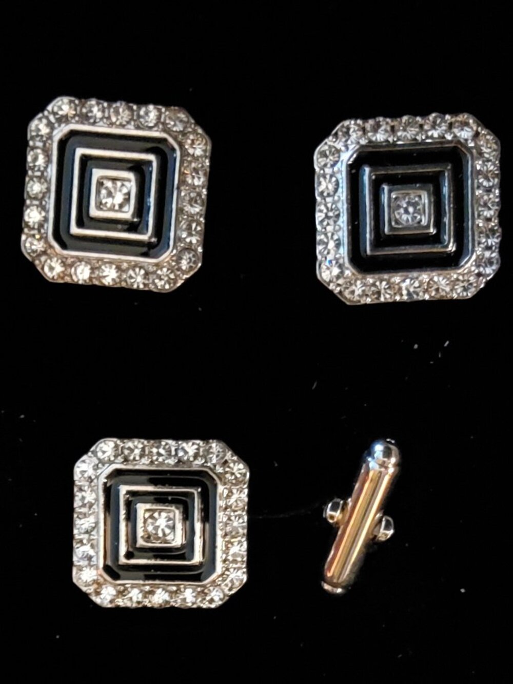 SADDLE BLANKET LINKS "RENO" BLACK & Silvertone Horse Show NUMBERS NEW ORNAMENTS